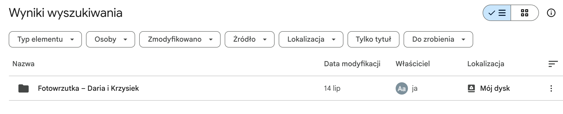 Folder kopii zapasowej Fotowrzutki na Dysku Google